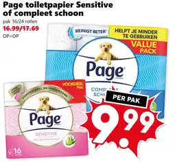 Coop Page toiletpapier Sensitive of compleet schoon aanbieding