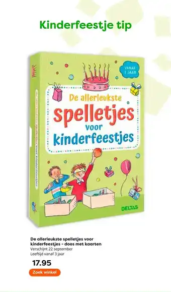 The Read Shop De allerleukste spelletjes voor kinderfeestjes doos met kaarten aanbieding