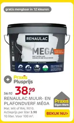 Praxis RENAULAC MUUR- EN PLAFONDVERF MÉGA aanbieding