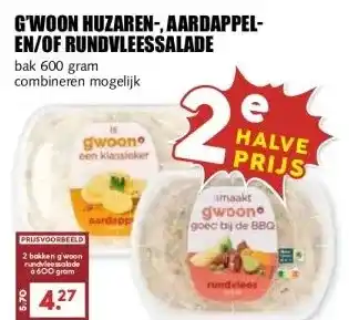 MCD Supermarkt GWOON HUZAREN-, AARDAPPEL- EN/OF RUNDVLEESSALADE aanbieding