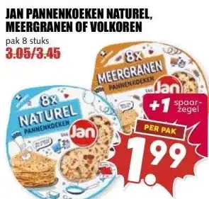 MCD Supermarkt JAN PANNENKOEKEN NATUREL, MEERGRANEN OF VOLKOREN aanbieding