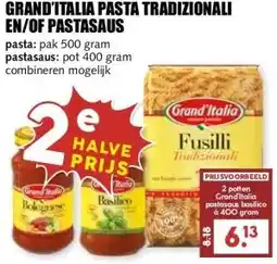 MCD Supermarkt GRAND'ITALIA PASTA TRADIZIONALI EN/OF PASTASAUS aanbieding