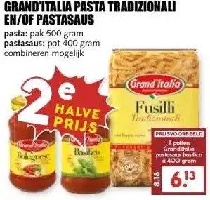 MCD Supermarkt GRAND'ITALIA PASTA TRADIZIONALI EN/OF PASTASAUS aanbieding