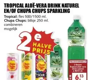 MCD Supermarkt TROPICAL ALOË-VERA DRINK NATUREL EN/OF CHUPA CHUPS SPARKLING aanbieding