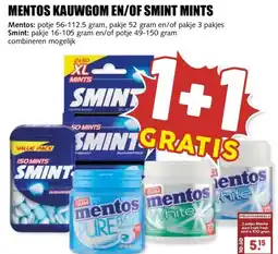 MCD Supermarkt MENTOS KAUWGOM EN/OF SMINT MINTS aanbieding
