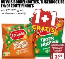 MCD Supermarkt DUYVIS BORRELNOOTJES, TIJGERNOOTJES EN/OF ZOUTE PINDA'S aanbieding