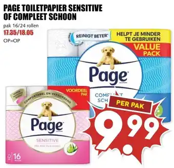 MCD Supermarkt PAGE TOILETPAPIER SENSITIVE OF COMPLEET SCHOON aanbieding