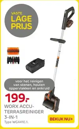 Praxis WORX ACCU-TERRASREINIGER 3-IN-1 aanbieding