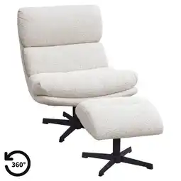 Leen Bakker Fauteuil Bobbi incl. hocker - greige aanbieding