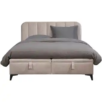 Leen Bakker Bed Lizz met opbergruimte - kiezel - 140x200 cm aanbieding