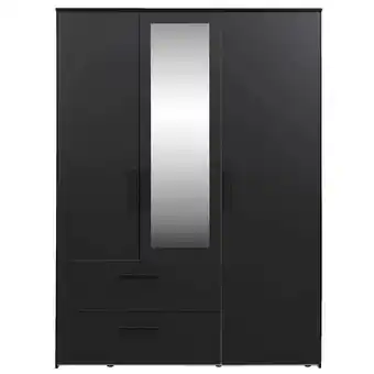 Leen Bakker Kledingkast Orleans 3 deurs - zwart - 201x145x58 cm aanbieding