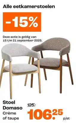 Kwantum Stoel Domaso Crème of taupe aanbieding