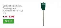 Intratuin Vochtigheidsmeter. Donkergroen, kunststof, 28 x 5 x 3,5 cm. aanbieding