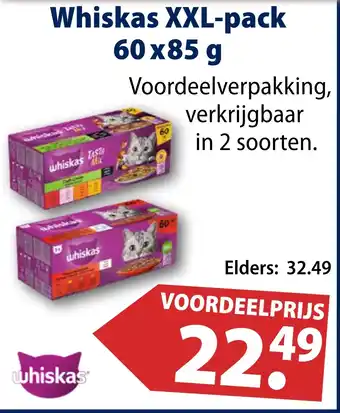 Huisdier Voordeelshop Whiskas XXL-pack 60x85 g aanbieding