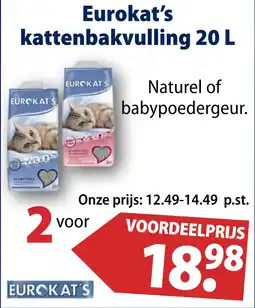 Huisdier Voordeelshop Eurokat's kattenbakvulling 20 L aanbieding