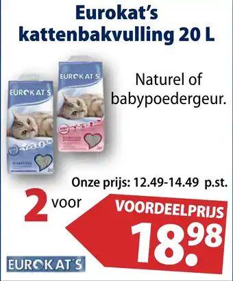 Huisdier Voordeelshop Eurokat's kattenbakvulling 20 L aanbieding