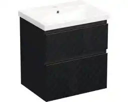 Hornbach JUNGBORN Badkamermeubelset greeplijst zwart TRENTA met wastafel 60 cm piramidestructuur zwart aanbieding
