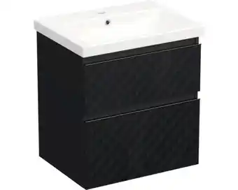 Hornbach JUNGBORN Badkamermeubelset greeplijst zwart TRENTA met wastafel 60 cm piramidestructuur zwart aanbieding