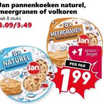 CoopCompact Jan pannenkoeken naturel, meergranen of volkoren aanbieding