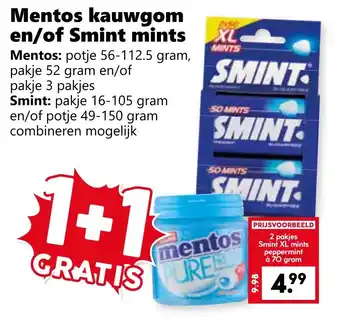 CoopCompact Mentos kauwgom en/of Smint mints aanbieding
