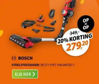 Expert Bosch BCS711PET Unlimited 7 Rood aanbieding