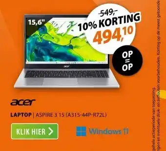 Expert Acer Aspire 3 15 (A315-44P-R72L) Zilver aanbieding