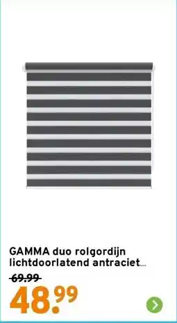 GAMMA GAMMA duo rolgordijn lichtdoorlatend antraciet (kleurnr. 4502) 60x160 cm (bxh) aanbieding
