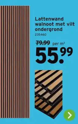 GAMMA Lattenwand walnoot met vilt ondergrond aanbieding