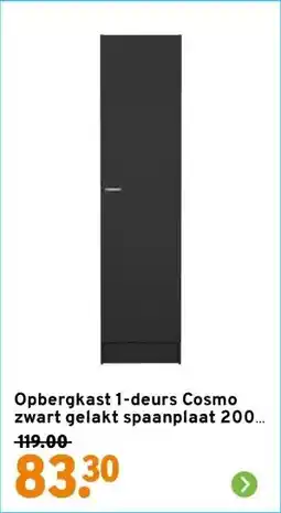 GAMMA Opbergkast 1-deurs Cosmo zwart gelakt spaanplaat 200 x 49,2 x 47,1 cm aanbieding