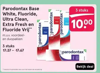Etos Parodontax Base White, Fluoride, Ultra Clean, Extra Fresh en Fluoride Vrij** aanbieding