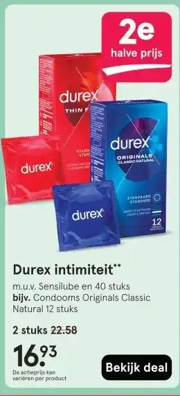 Etos Durex intimiteit** aanbieding