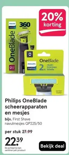 Etos Philips OneBlade scheerapparaten en mesjes aanbieding