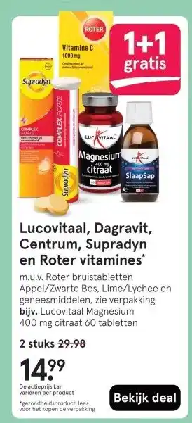 Etos Lucovitaal, Dagravit, Centrum, Supradyn en Roter vitamines aanbieding