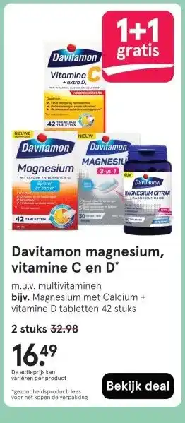 Etos Davitamon magnesium, vitamine C en D* aanbieding