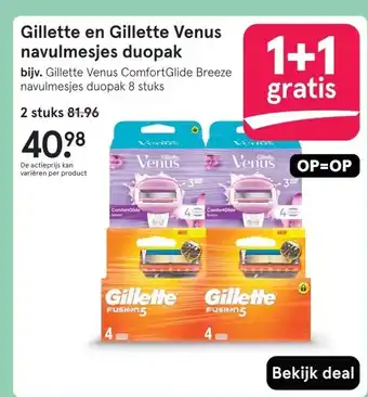 Etos Gillette en Gillette Venus navulmesjes duopak aanbieding