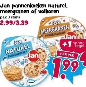 Boon`s Markt Jan pannenkoeken naturel, meergranen of volkoren aanbieding