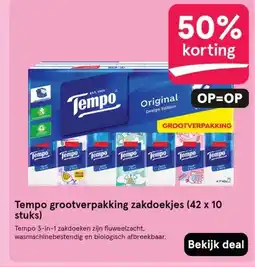 Etos Tempo grootverpakking zakdoekjes (42 x 10 stuks) aanbieding