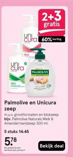 Etos Palmolive en Unicura zeep aanbieding