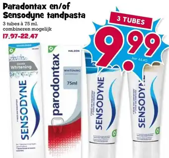 Boon`s Markt Paradontax en/of Sensodyne tandpasta aanbieding