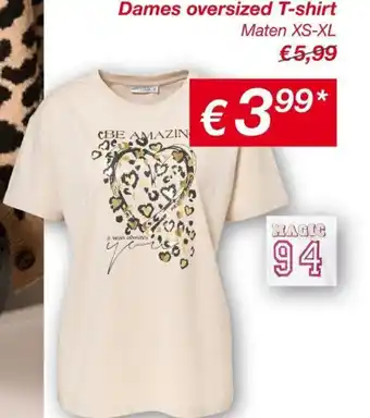 Kik Dames oversized T-shirt aanbieding