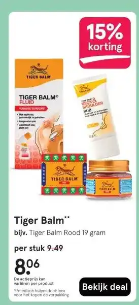 Etos Tiger Balm** aanbieding