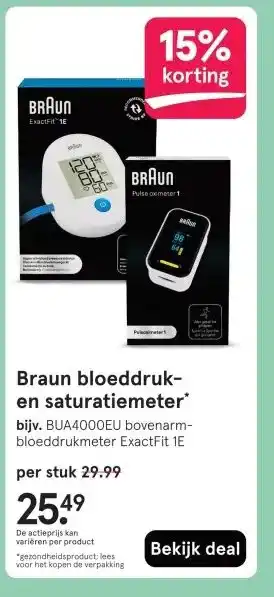 Etos Braun bloeddruk- en saturatiemeter aanbieding