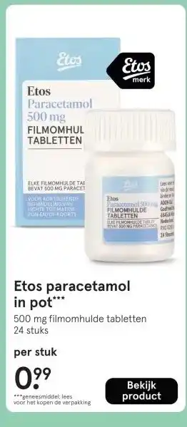 Etos Etos paracetamol in pot aanbieding