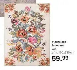 Karwei Vloerkleed bloemen wit, aanbieding