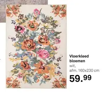 Karwei Vloerkleed bloemen wit, aanbieding