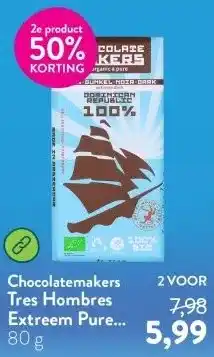 Holland & Barrett Tres Hombres Extreem Pure Chocolade 100% aanbieding