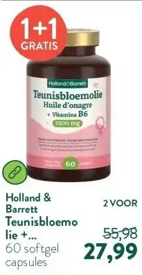 Holland & Barrett Teunisbloemolie + Vitamine B6 1500mg - 60 softgels aanbieding