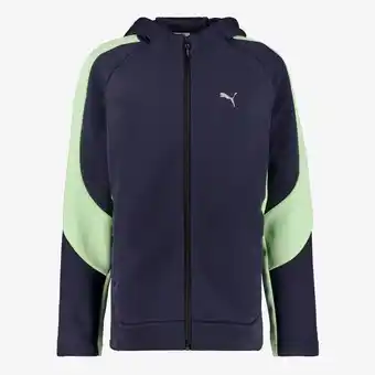 Scapino Puma Evostripe Fullzip kinder sweatvest zwart groen aanbieding