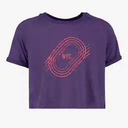 Scapino Osaga cropped meisjes sport T-shirt met opdruk paars aanbieding