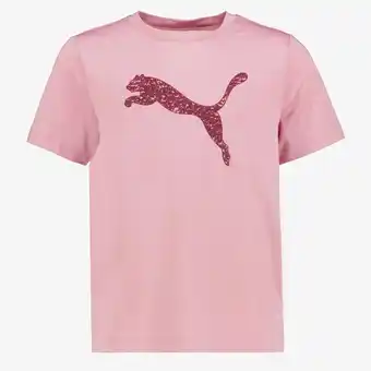 Scapino Puma Tad ESS Log Graphic sport kinder T-shirt roze aanbieding
